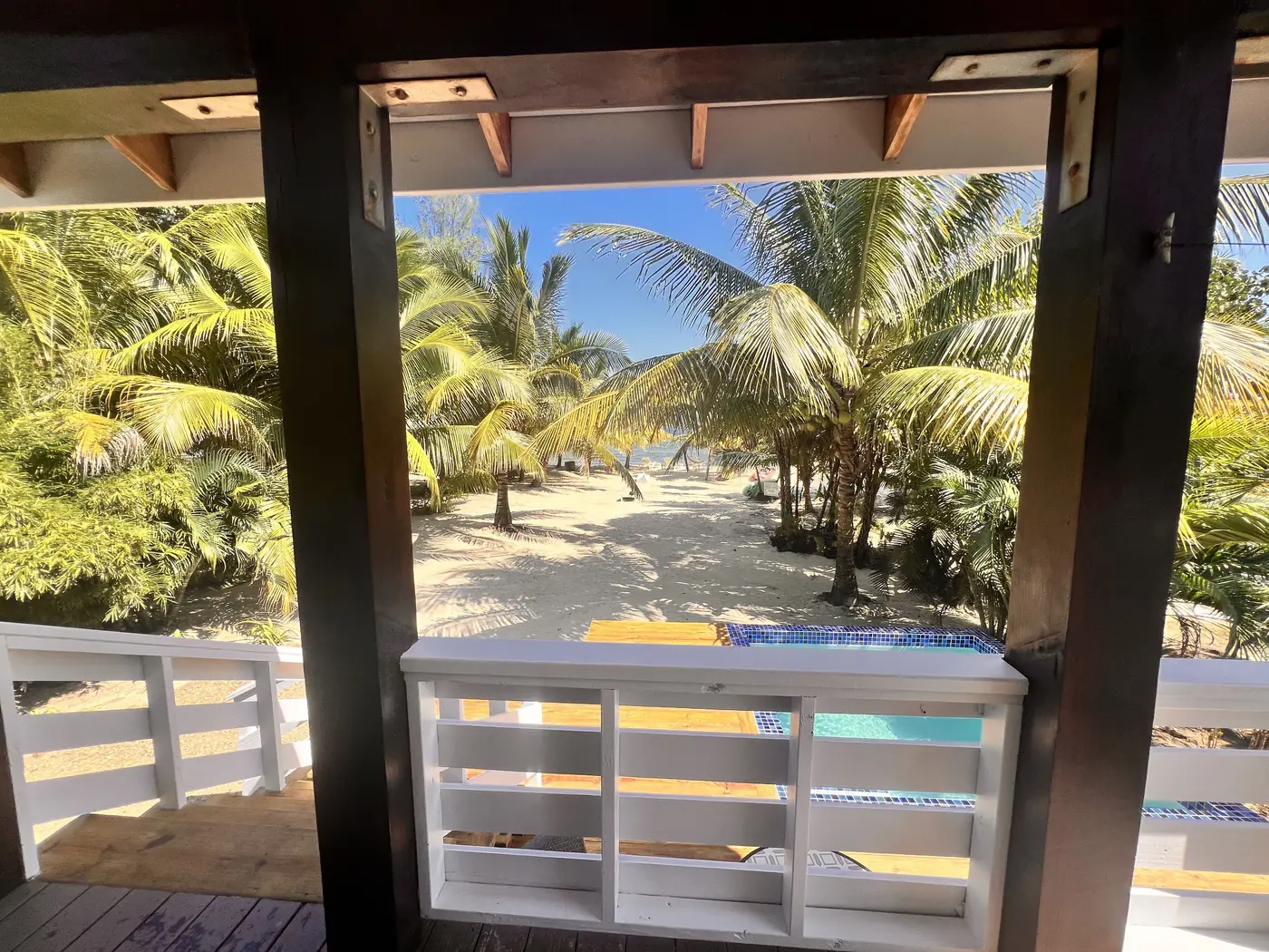 View from the Casita porch toward the palms and the beach