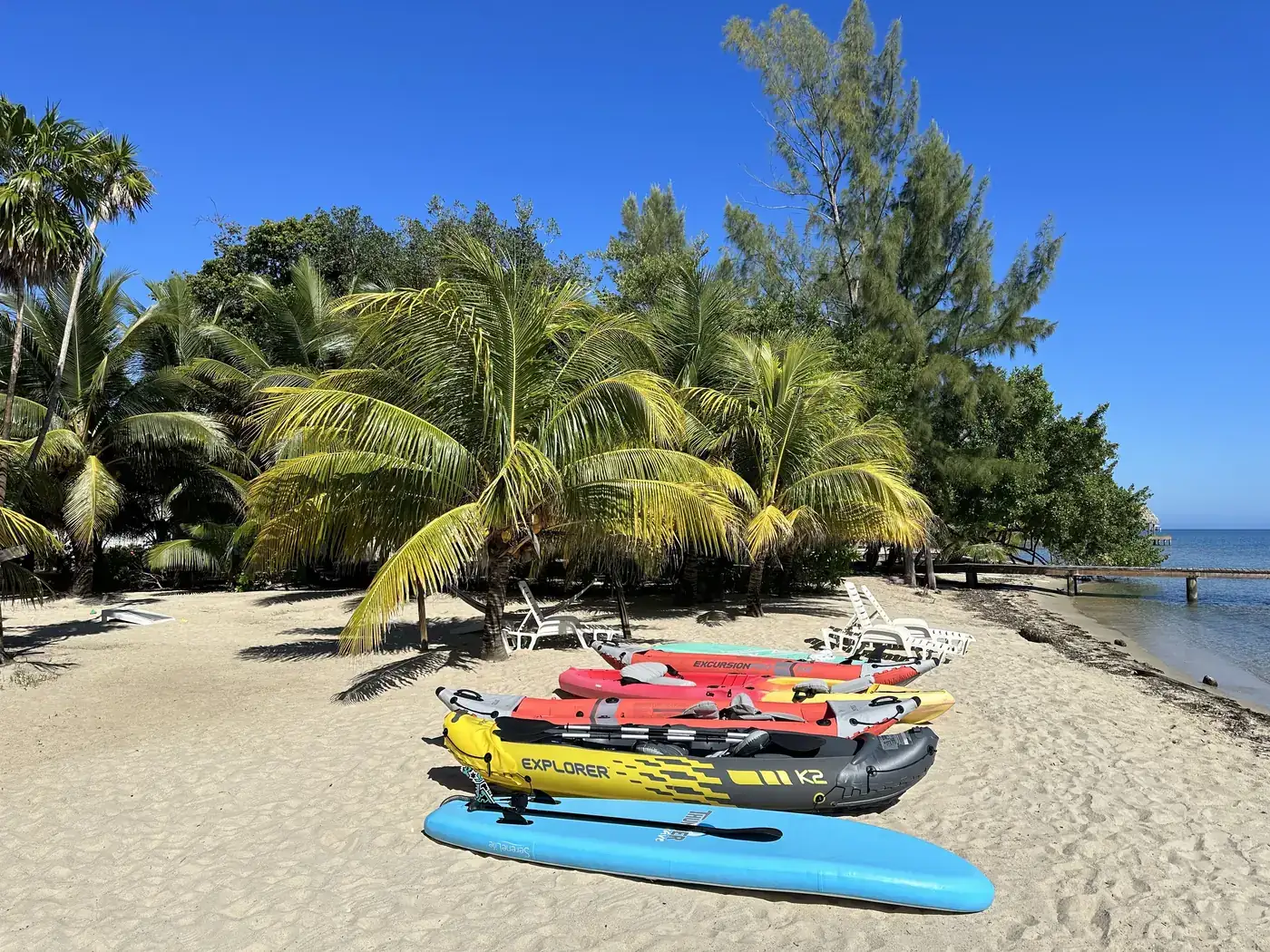 Kayaks on the sand at La Vida’s beach